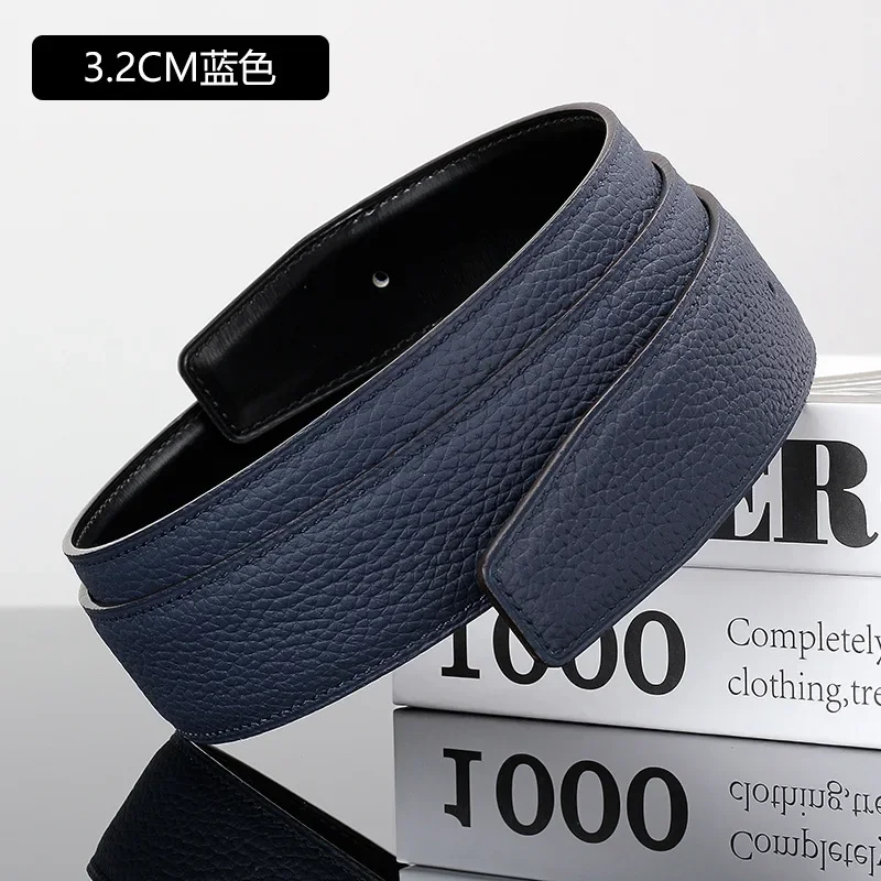 Luxury Belt Ultra-Thin Pointed Belt Headless Men And Women First Layer Cowhide Letter Buckle Replacement Buckleless Belts3.2/3.8