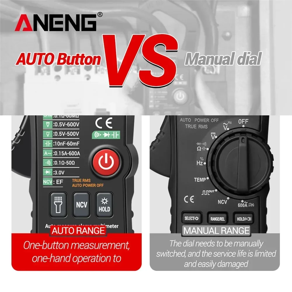 ANENG ST208 цифровые клещи мультиметр 6000 отсчетов Ture RMS сопротивление переменного тока Voltimetro емкость NCV инструмент для тестирования диодов
