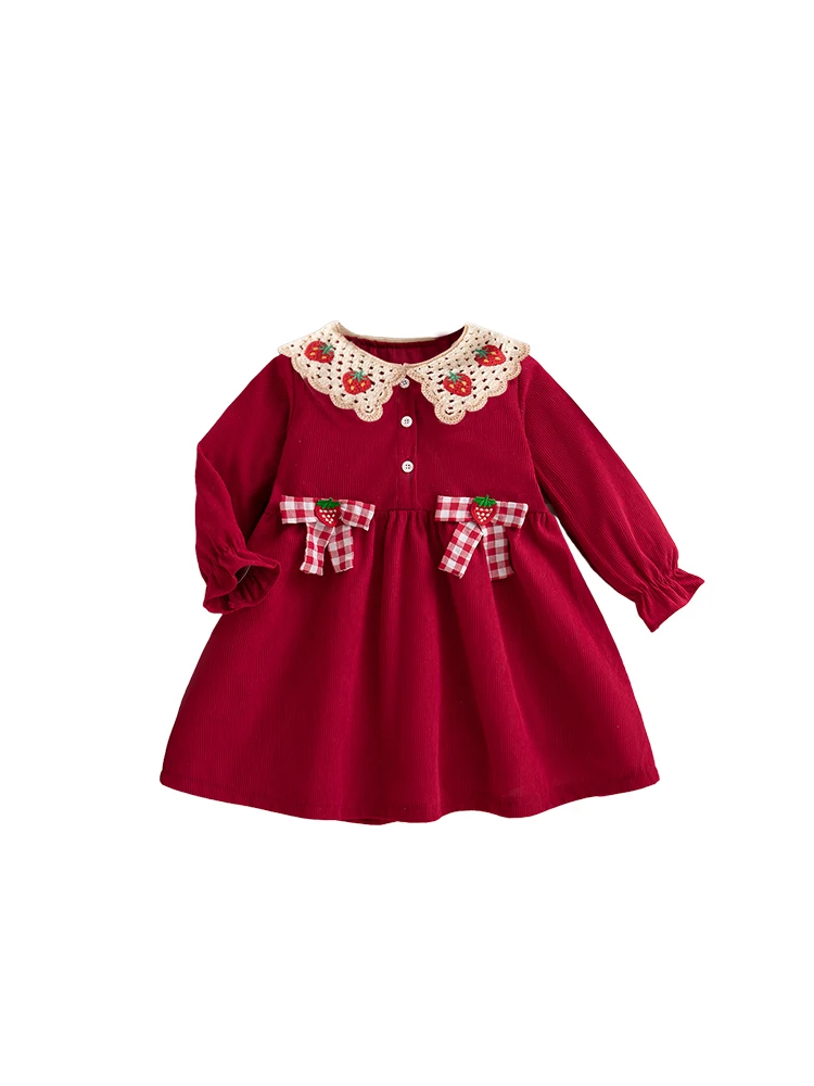 Robe d'automne pour bébé fille, fraise rouge, vêtements pour enfants de fête de noël adaptés aux bébés âgés de 6 mois à 3 ans, nouvelle collection