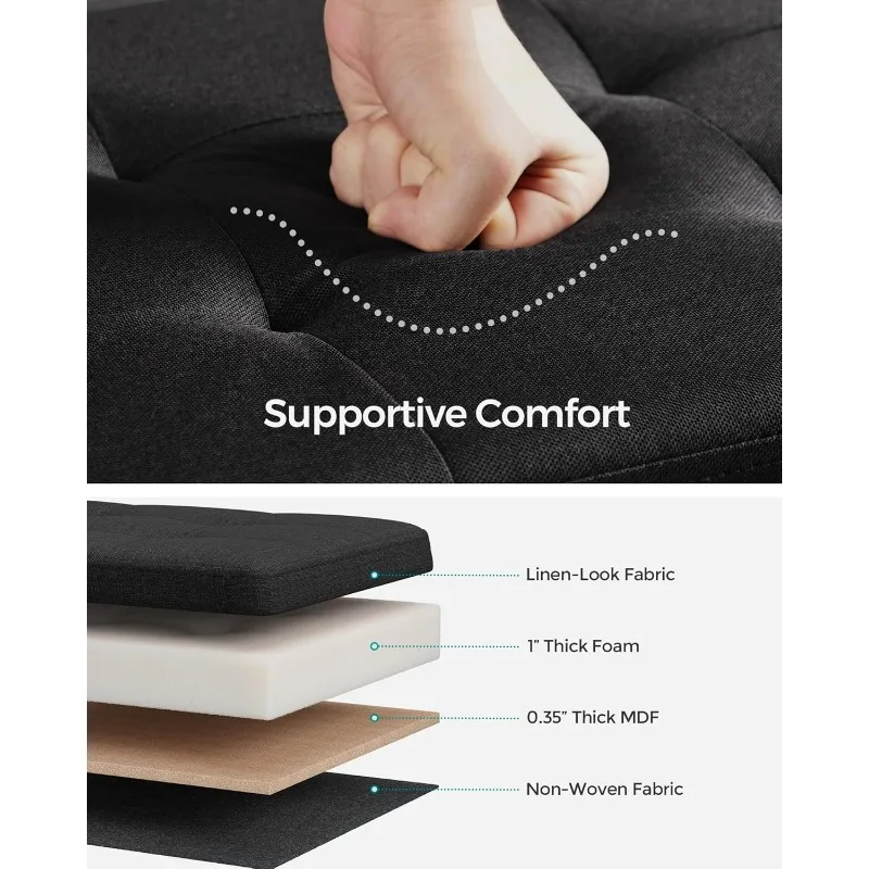 30 Inches Folding Storage Ottoman Bench, Storage Chest, Foot Rest Stool, Black ULSF047B01