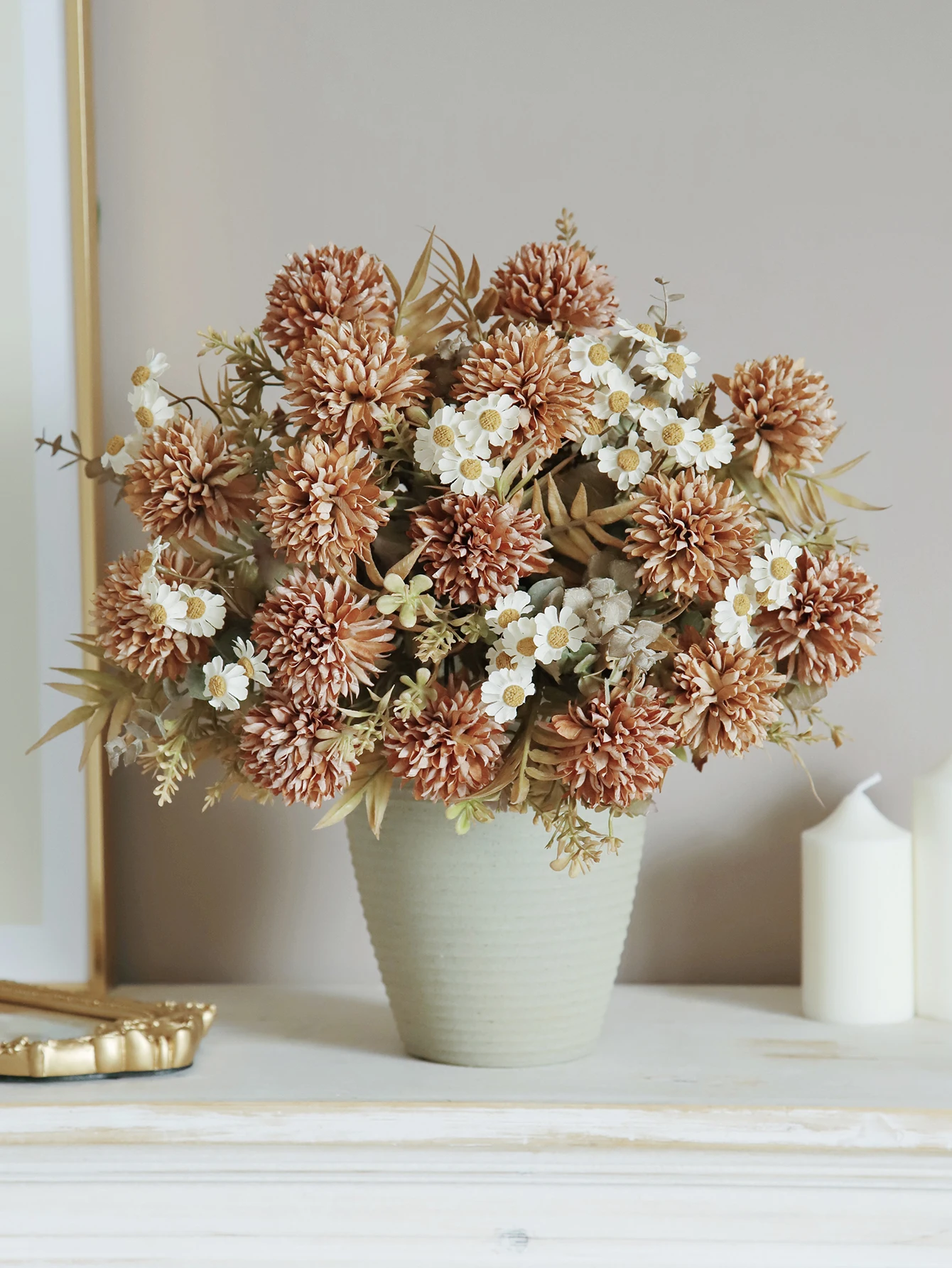 Seiden-Chrysanthemen Künstliche Blumen Hochzeit Heim Weihnachten Wohnzimmer Deko Brautsträuße Tischvase Hübsche Dekorative Requisite – Detail 2