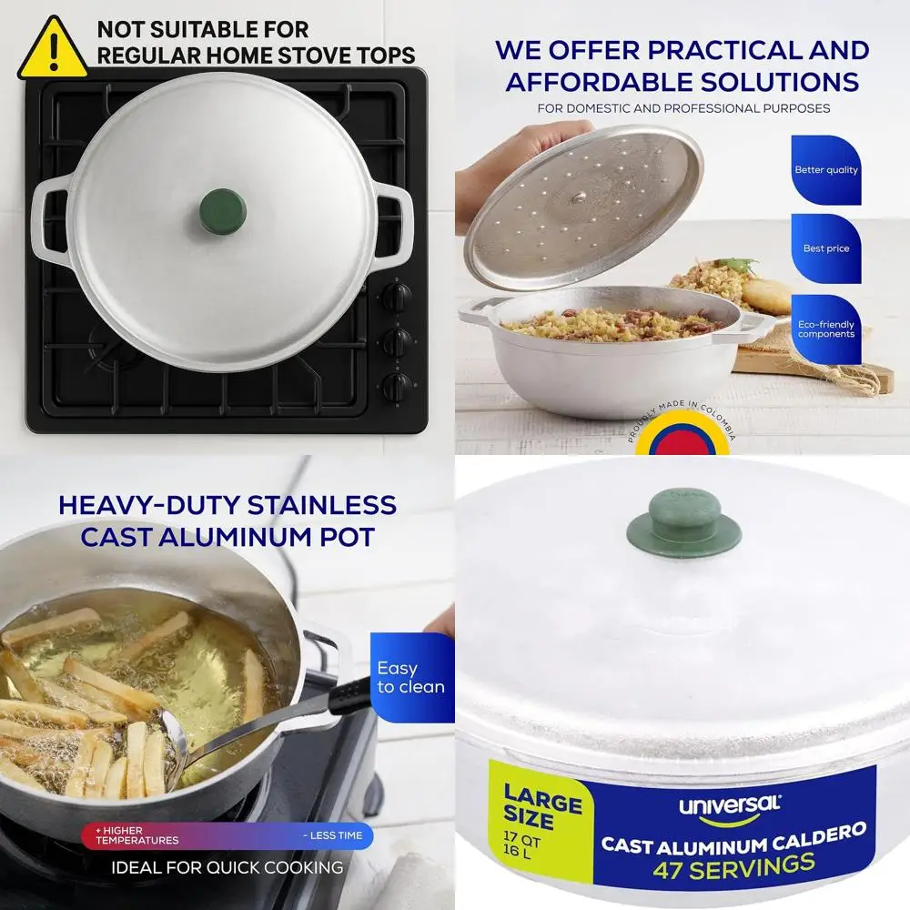 

47-Cup 17-Quart Aluminum Dutch Oven Pot with Even Heat and Fast Cooking, Ideal for Rice and Fries