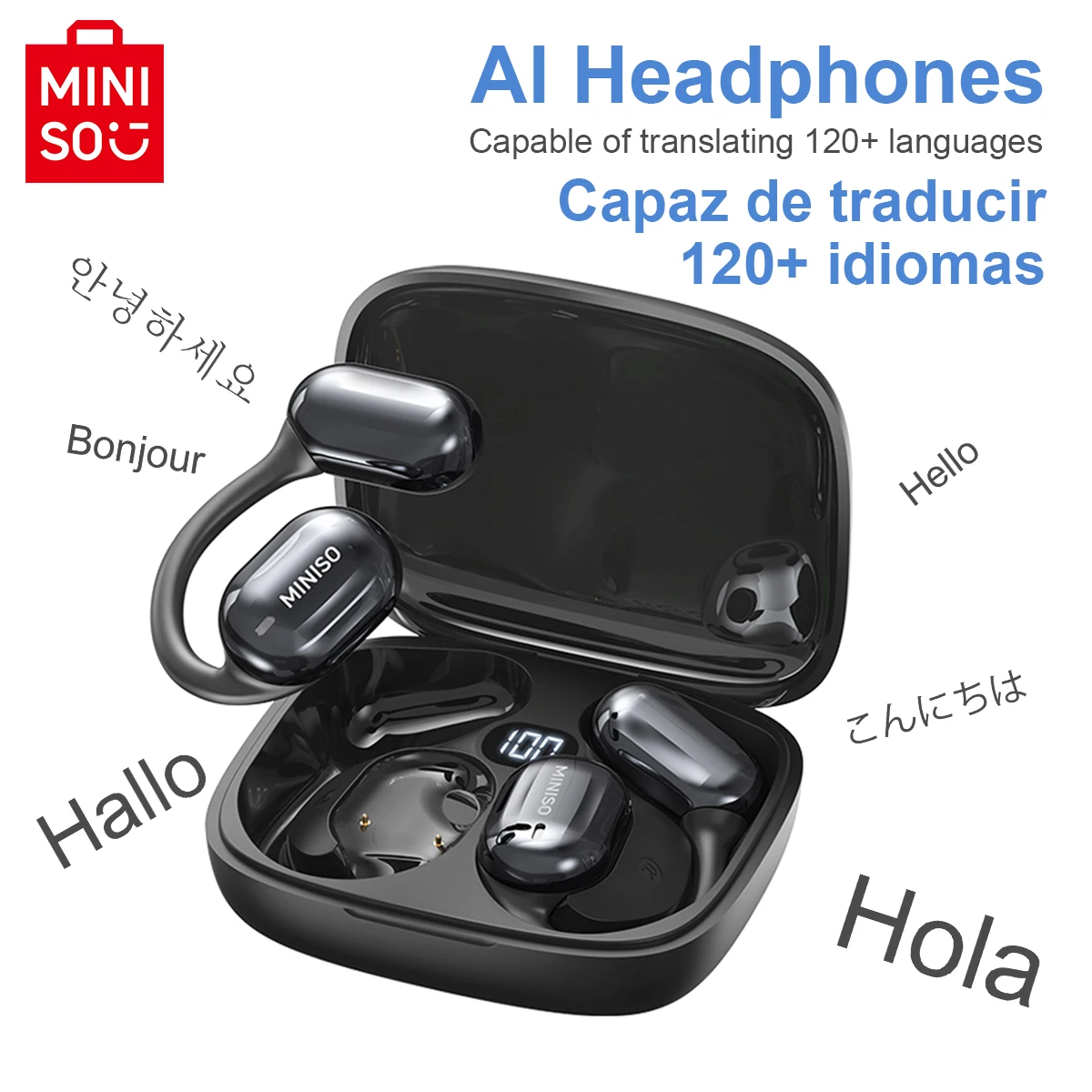 Translator Earphone MINISO MS162 Face-to-Face Translation Bluetooth Earphones Wireless Headphones Office Travel,ASMR Headset APP