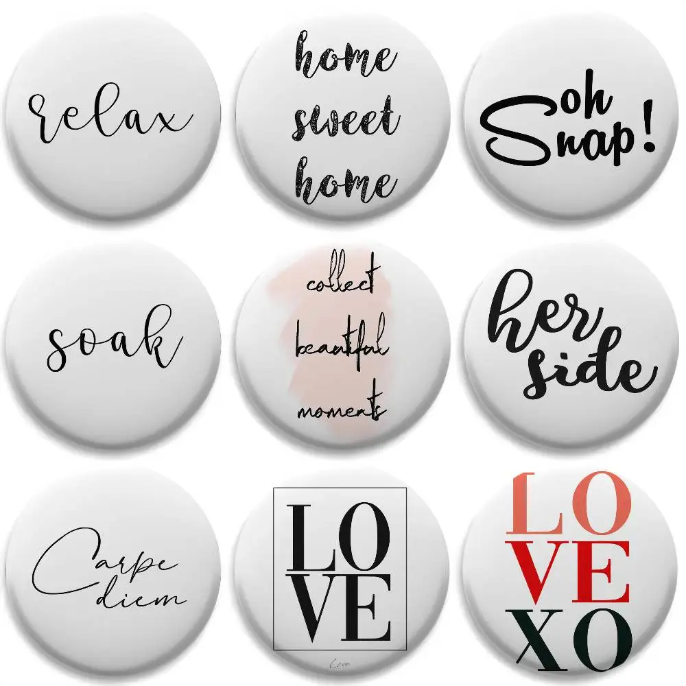 

Finlay Noa Simple Words Ins Badges Round Exquisite Badge Brooches Creative Pins For Clothes Hat Backpack Gift Accessories