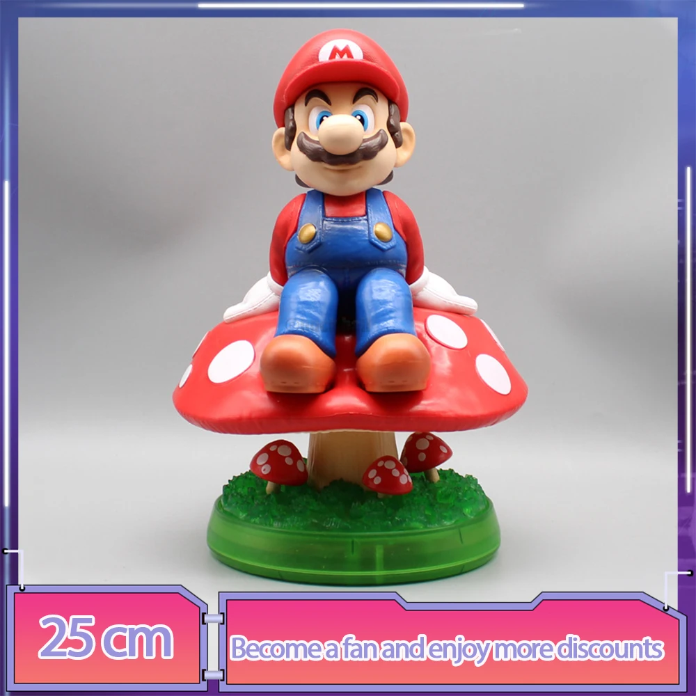 

25cm Super Mario Figure With Light Super Mario Bros Anime Figures Statue Figurine Action Model Doll Decoration Toys Kids Gift