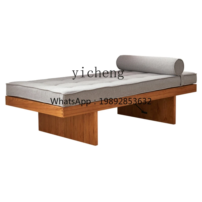 ZZk Sofa Bed Solid Wood Small Apartment Chaise Chair Sitting and Lying Dual-Purpose Bed Lunch Break Bed