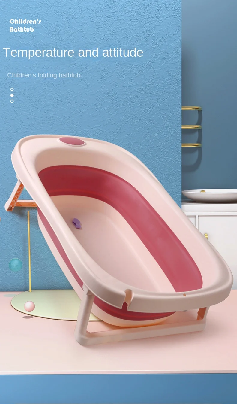 

Real-Time Temperature Display Baby Bathtub, Non-Slip Foldable Travel Bathtub, Silicone Kids Tub for Shower at or Bathroom