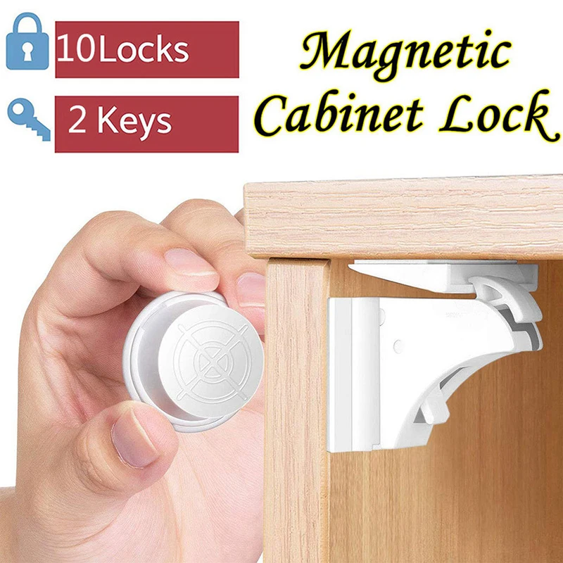 1pc  Children\'s safety drawer lock new invisible magnetic lock baby safety cabinet door lock key