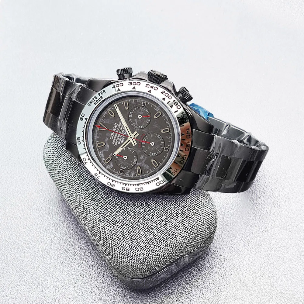 ЧАСЫ VK63 Роскошные кварцевые часы с хронографом 39 мм для мужчин VK Series 63 Спортивное сапфировое стекло Метеоритный циферблат Керамический безель