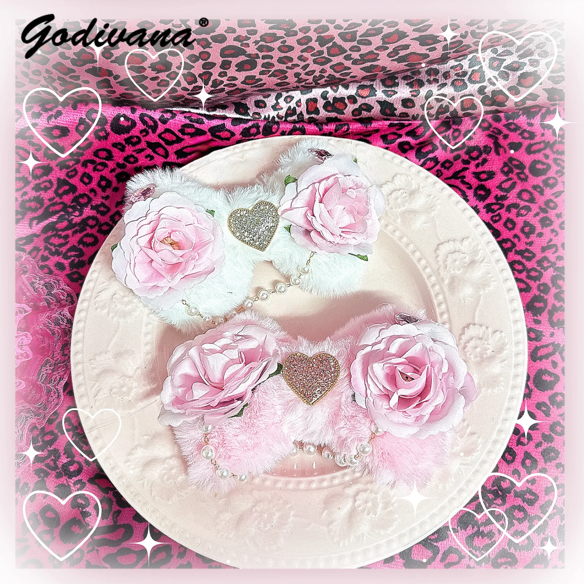 

Новые осенне-зимние женские милые плюшевые заколки для волос в стиле Лолита, украшенные стразами, боковые заколки с сердечками