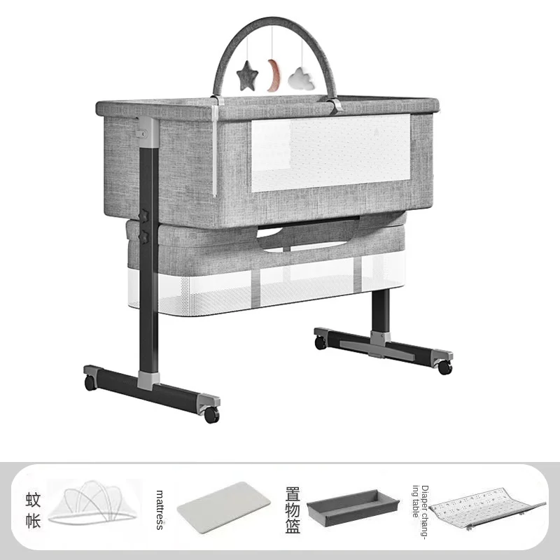 

Детская кроватка-трансформер для малышей, многофункциональная, с регулировкой высоты, включает в себя москитную сетку и пеленальный столик.