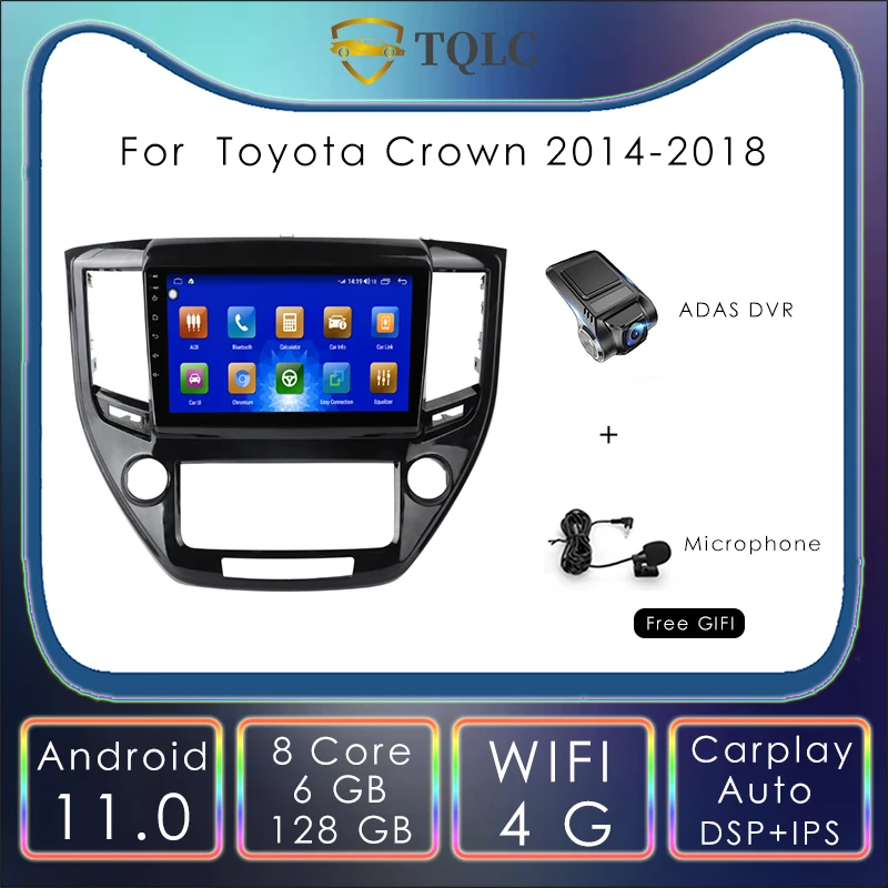 

Автомобильный радиоприемник 9 дюймов для Toyota Crown 2014-2018 Android 2 Din Carplay стерео Мультимедийный Плеер головное устройство видео аудио GPS навигация