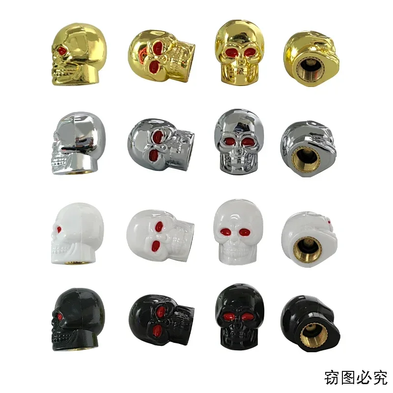 

4PCS Metal Skull Badge Car Wheel Tire Stem Valve Caps Air Covers for Subaru MINI Land Rover Lexus Suzuki Peugeot Accessories