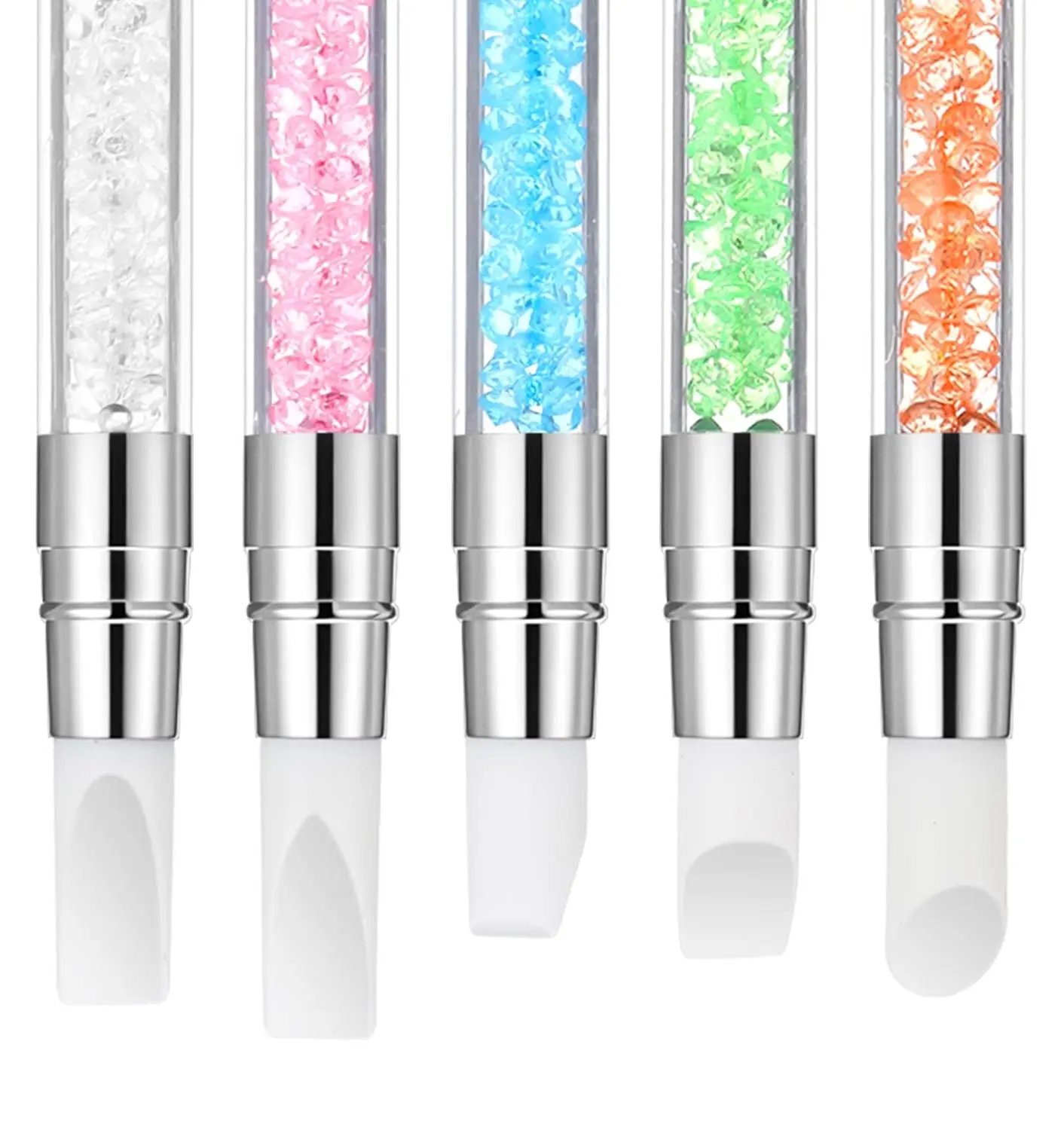 10-teiliges Doppelendiges Nail-Art-Pinselset mit Strass-Griff Silikon-Dotting-Werkzeug für 3D-Schnitzerei Folienzeichnung Design