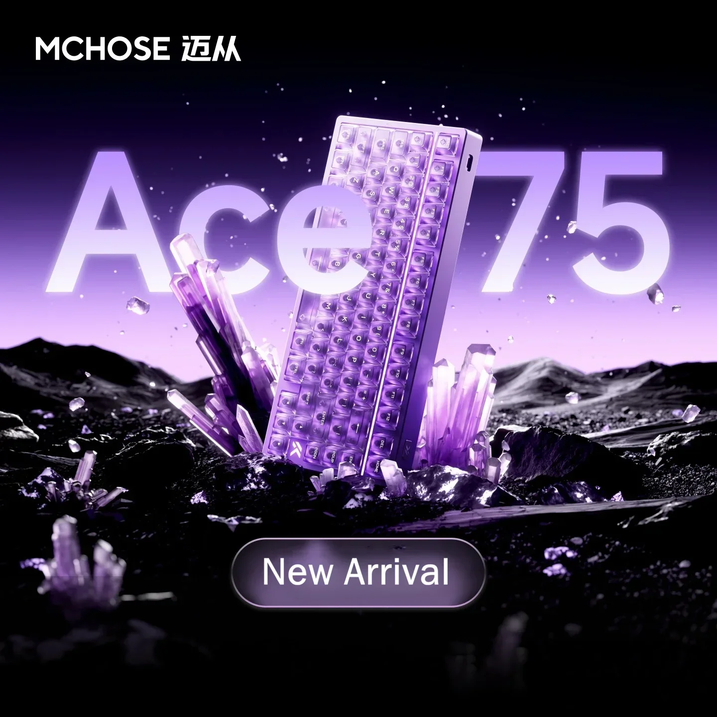 MCHOSE Ace75 Magnetic Switch Gaming Keyboard Hall Effect 8K 0.001mm RT 75% 256K Scan Rate RGB Light Bar Control Knob for Esports