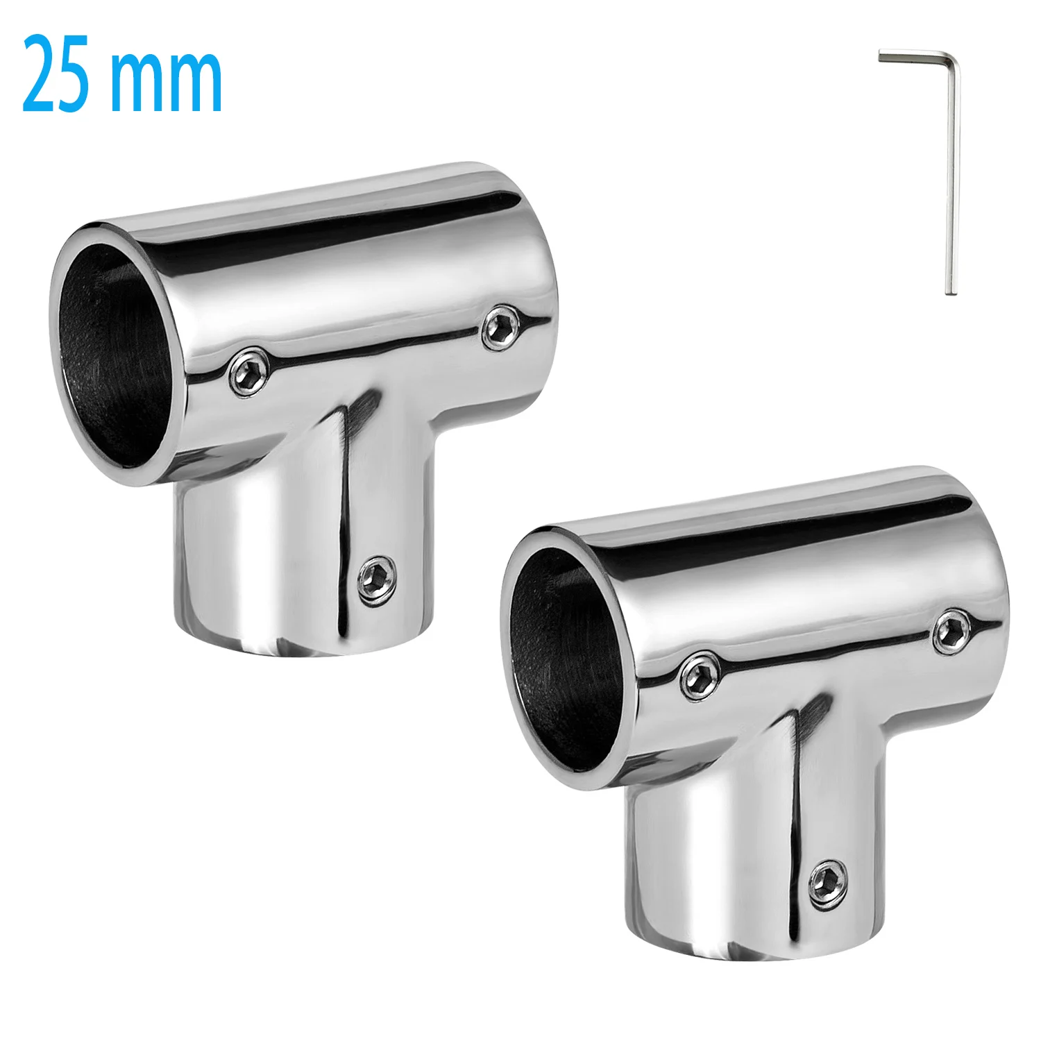 Boat Handrail Fitting 90 Degree Tee Rail for 1 Inch Tubing, 316 Stainless Steel Heavy Duty Marine Boat Railing Tee Connector