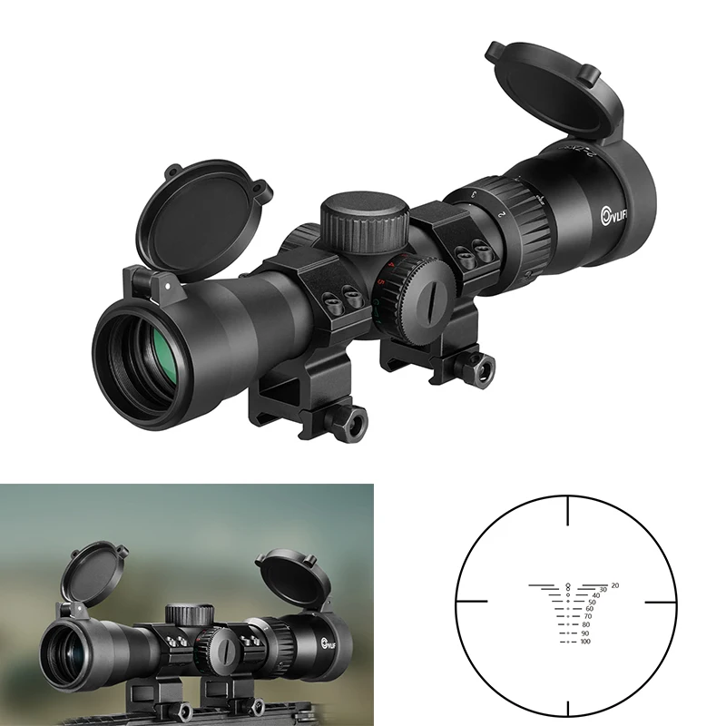 

CVLIFE 2-7x32 Crossbow Scope Kit Rangefinder Reticle 250-450 FPS Red Green Illuminated Compact Sights with 20mm Scope Rings