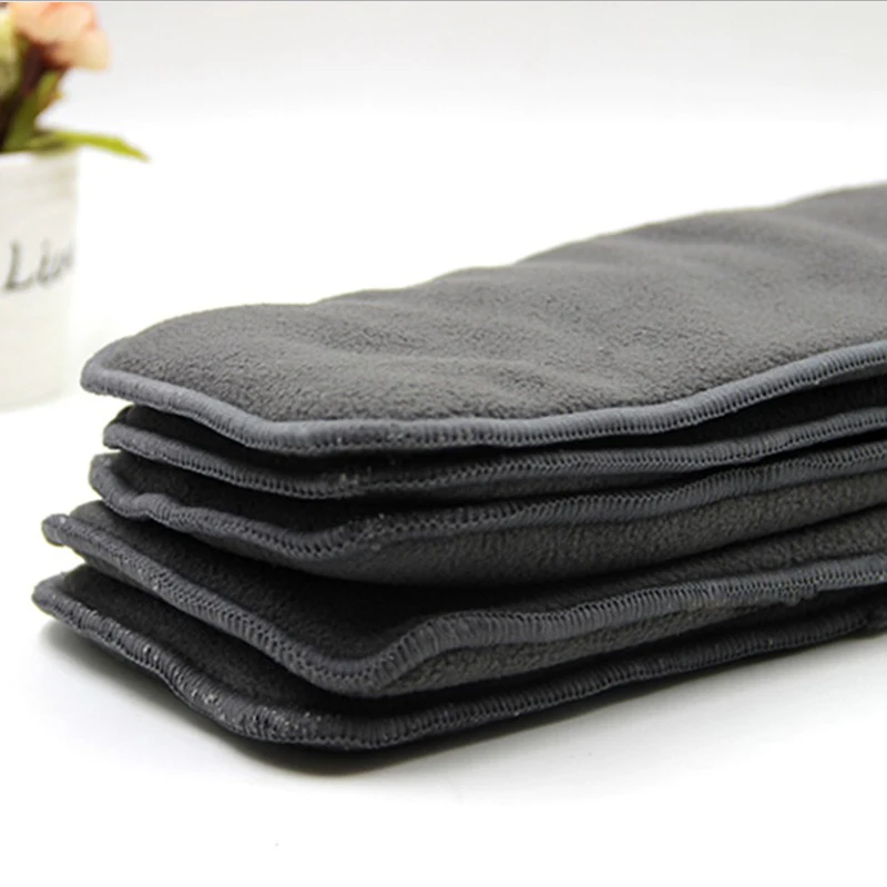 Washable Adult Diaper 5Layers Bamboo Charcoal Cloth Nappy Liner Absorbent Reusable Incontinence Adult Diaper Insert Pad 35*13.5