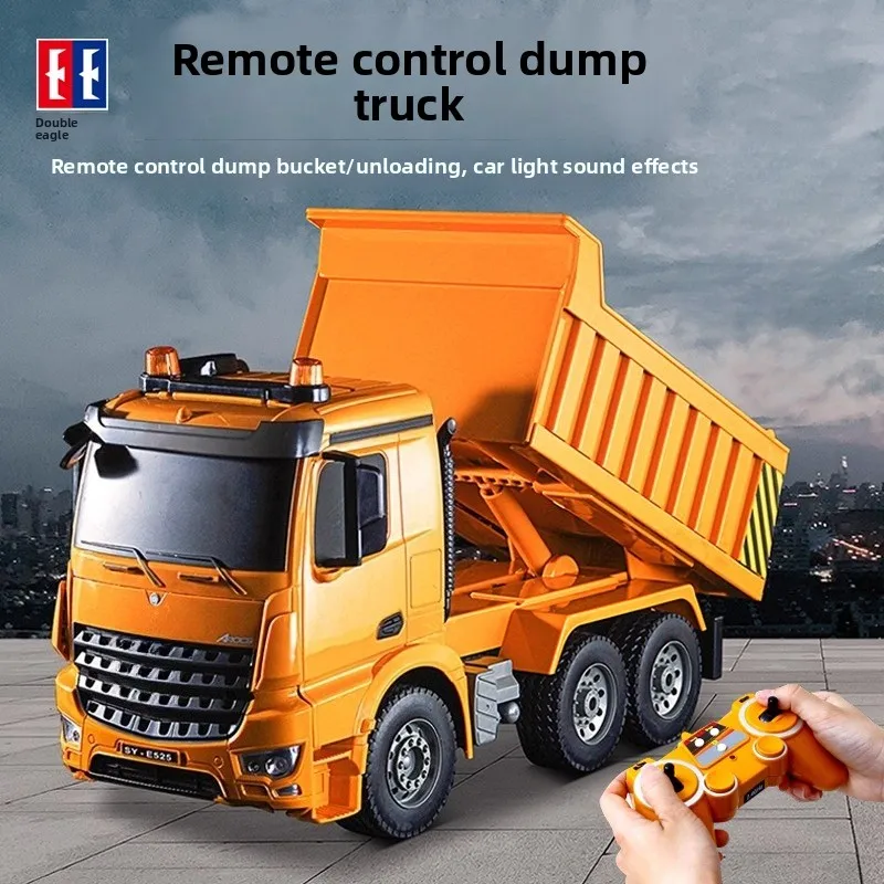 Радиоуправляемый самосвал Double Eagle в масштабе 1/20 со светом и звуком, игрушечная модель инженерного автомобиля с дистанционным управлением для мальчиков, детский подарок