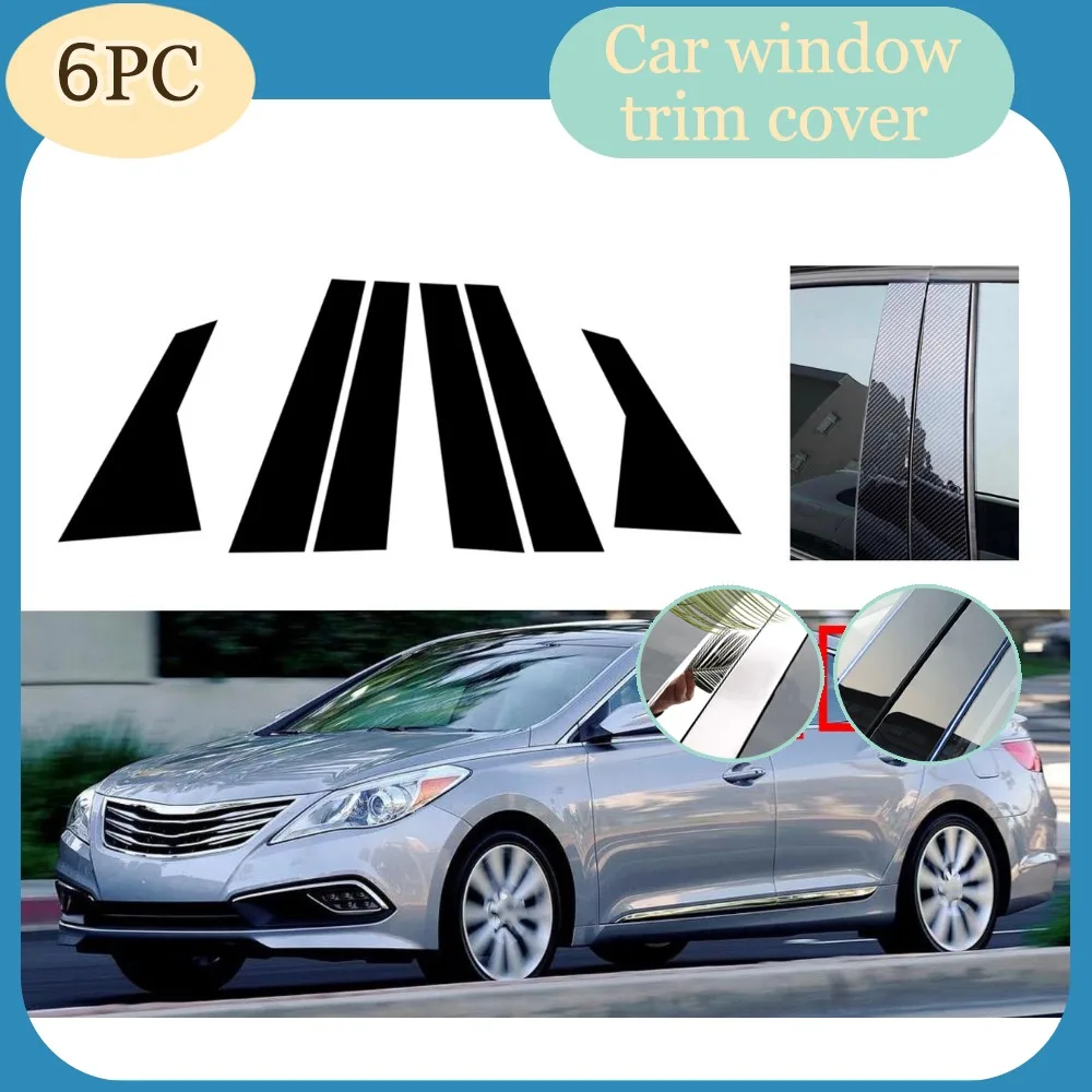 

Glossy Black Carbon Pillar Posts Fit For Hyundai Azera Grandeur IG 2018 2019 2020 2021 Window Trim Door Decal Sticker Cover