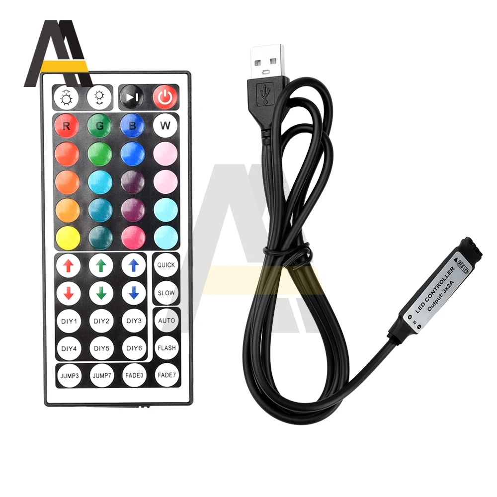LED RGB 스위치 컨트롤러 미니 44키 USB 커넥터 IR 리모컨 디머 (5050 2835 RGB LED 스트립 조명 TV 백라이트용)