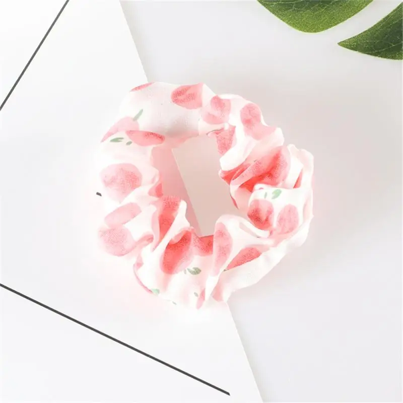 Sweet Cute Avocado Fruit Print Floral Scrunchies For Women Stretch Hair Accessories Elastic Hair Rubber Band Hair Rope Hair Ring