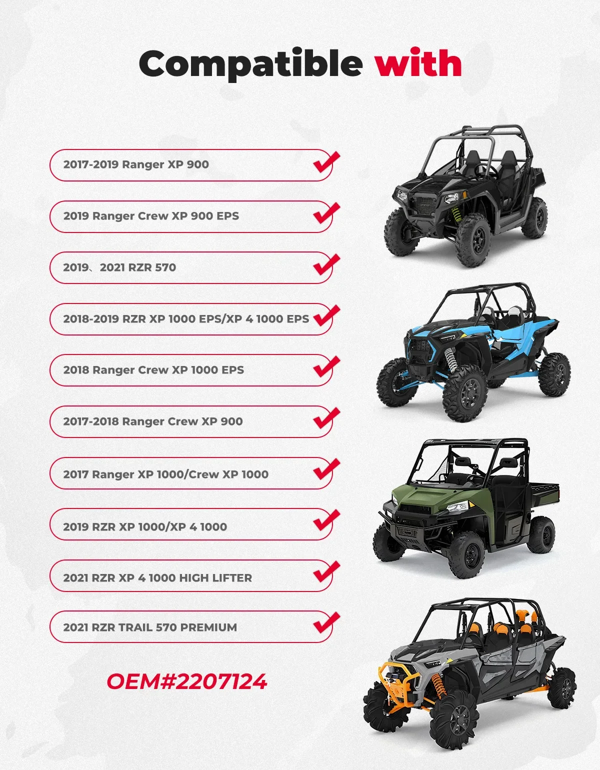 غطاء لوحة القابض CVT الخارجي RGB الشفاف UTV # 2207124   متوافق مع Polaris RZR XP 1000 /4 1000 /570 / Ranger XP 900 2017-2021