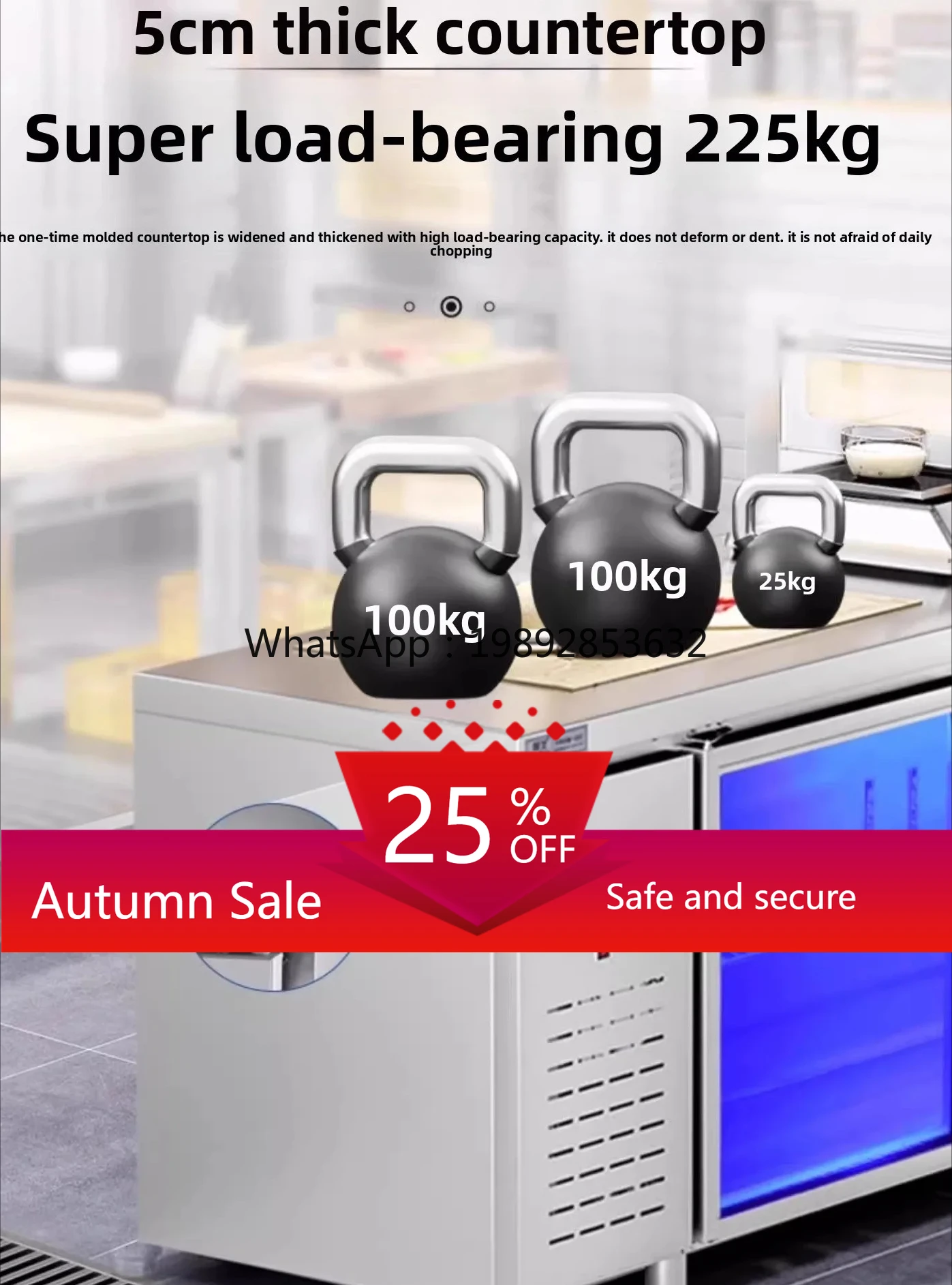 

Commercial Refrigerated Work Cabinet Double Temperature Flat Cabinet Kitchen Refrigerator Horizontal Freezer Air Cooling