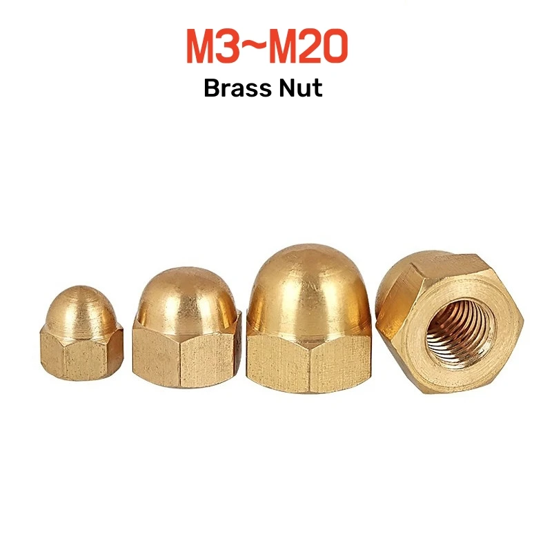 1~20pcs Solid Brass Acorn Nuts M3 M4 M5 M6 M8 M10 M12 M14 M16 M18 M20 Gold Hex Decorative Dome Head Cover Semicircle Acorn Nut
