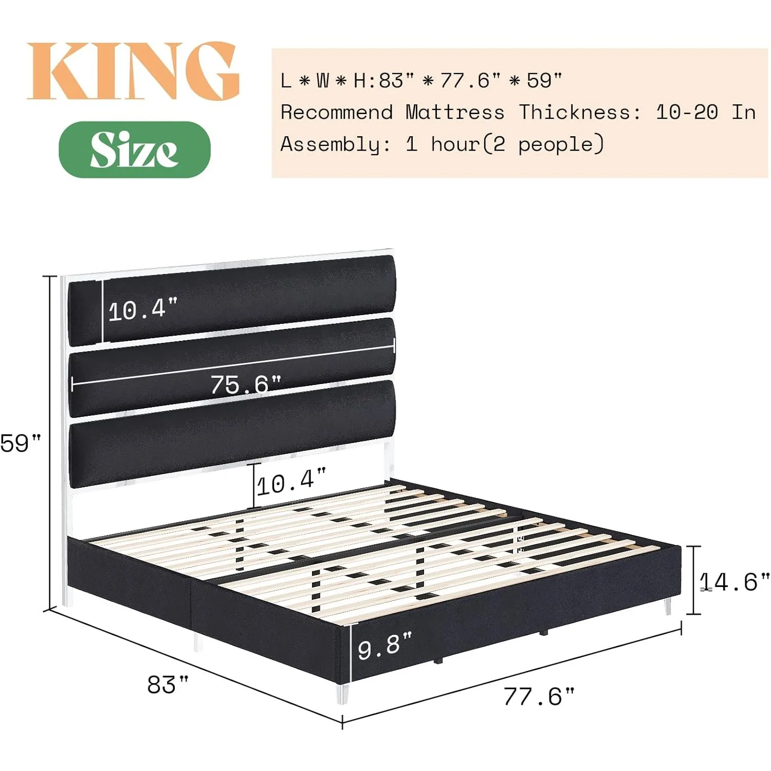 King Bed Frame with 59