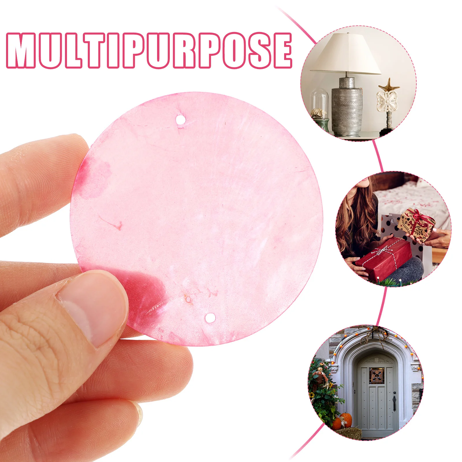 

100Pcs Polished Round Shells Pieces Flat Slices DIY Hanging Pendants Wind Bell Craft Accessories Round Shells Pieces