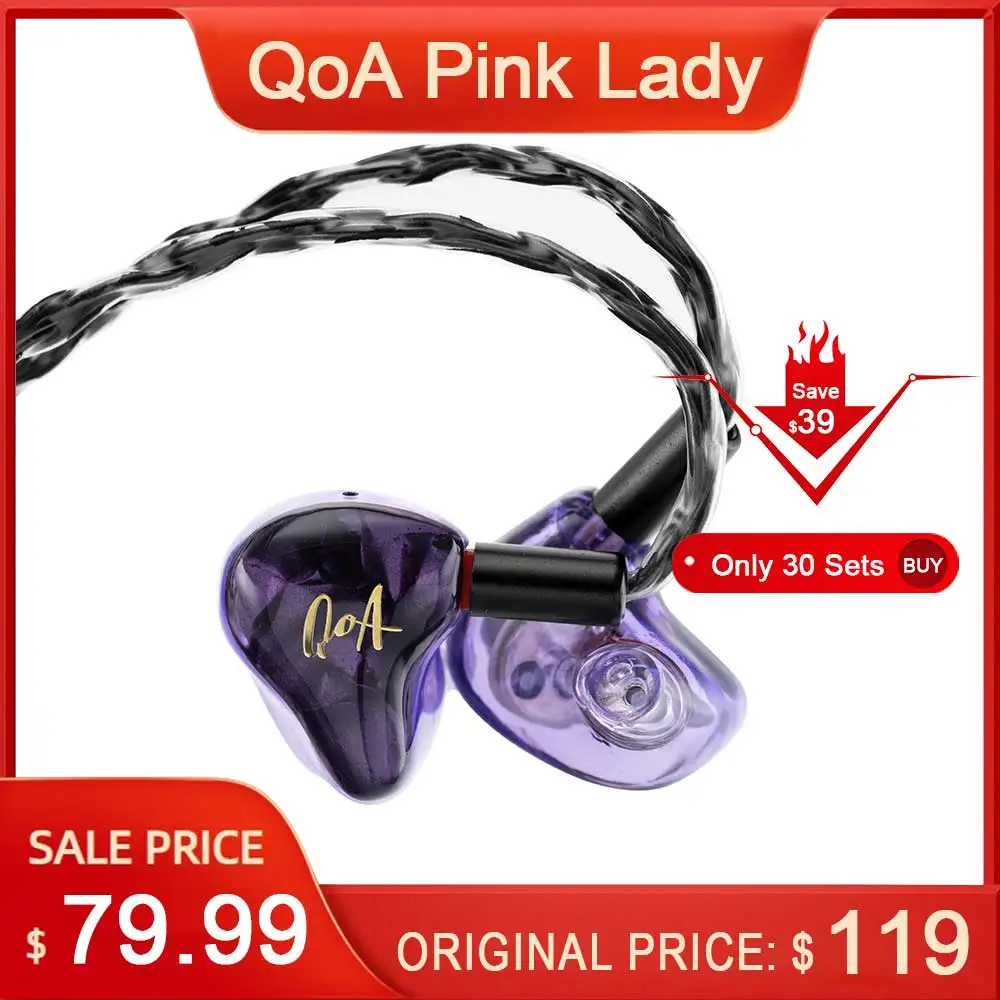 

QoA Pink Lady 2BA+1DD Hybrid DriverIn In Ear Earphone HIFI DJ Monitor Earbuds Headphone With 2Pin Detachable Cable IEM Headset