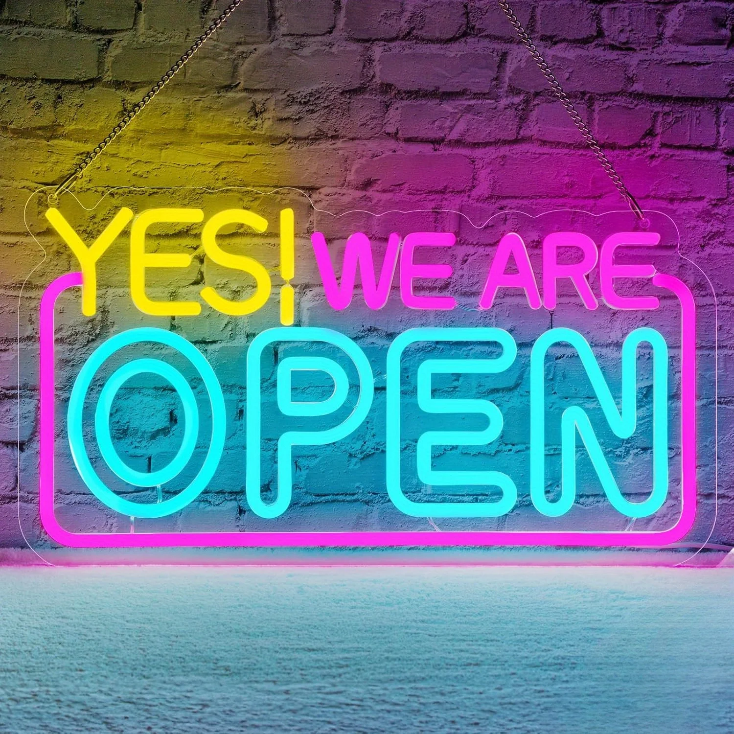 Yes We Are Open Neon Dimmable LED Lighting Signs, Wall Decorations, USB Power Supply, Button Control