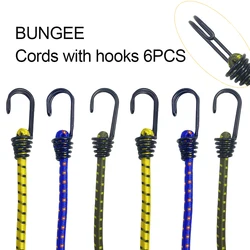 6Pcs Elastic Bungee Cord Set Tied Rope High Elasticity Luggage Straps Rope for Bikes Tie Downs Camping & Cars,Bungee Cord Tie