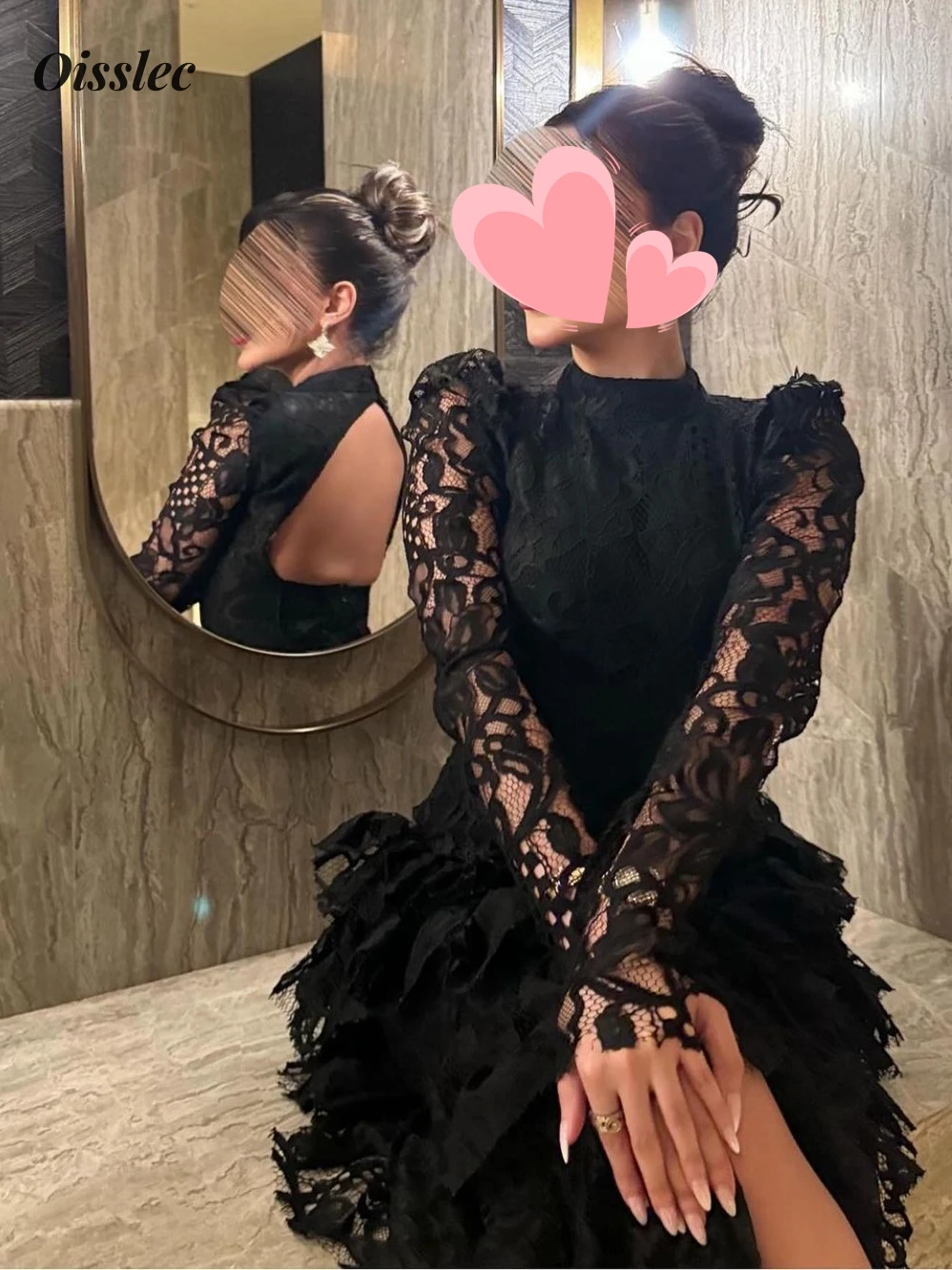 Oisslec Dress Elegant Vintage Sexy Black Lace Mermaid Backless Customize Formal Occasion Prom Dress Evening Party Gowns