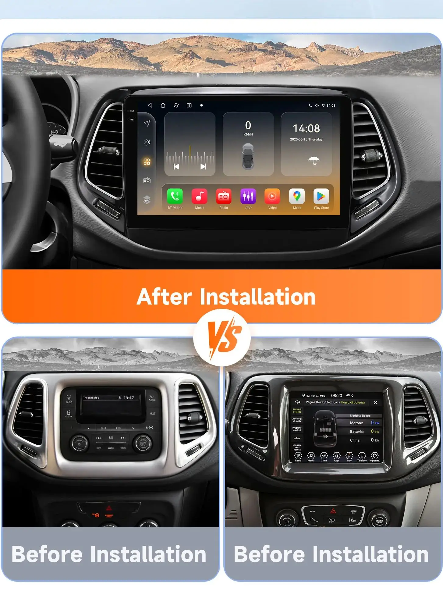 Draadloze CarPlay Android Auto autoradio voor Jeep Compass 2017 - 2020 GPS Intelligent Systems Stereo Multimedia Autoradio 4G 6115 - afbeelding 2
