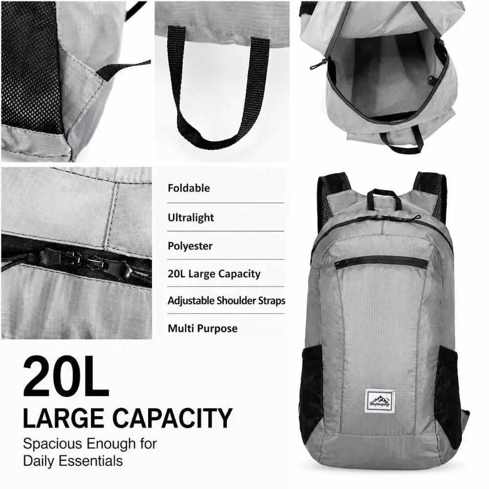 2PCS Foldable Travel Backpack Polyester 20L Large Capacity Hiking Daypack Ultralight Multi Purpose Outdoor Backpack