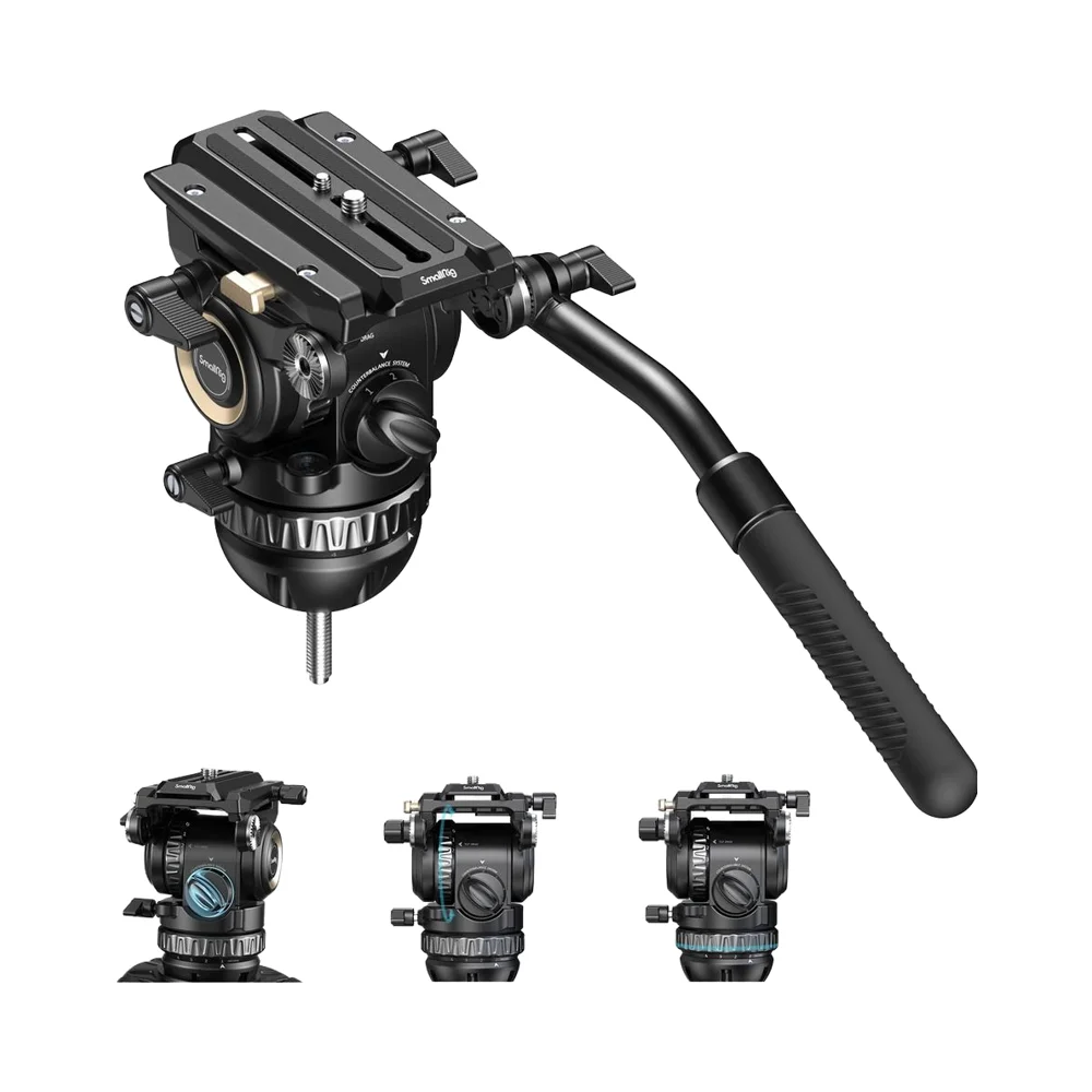 For SmallRig Professional PH8 Video Fluid Head 6-Step Counterbalance 4-Step Pan/Tilt Hydraulic Damping Detachable QR PlateAR