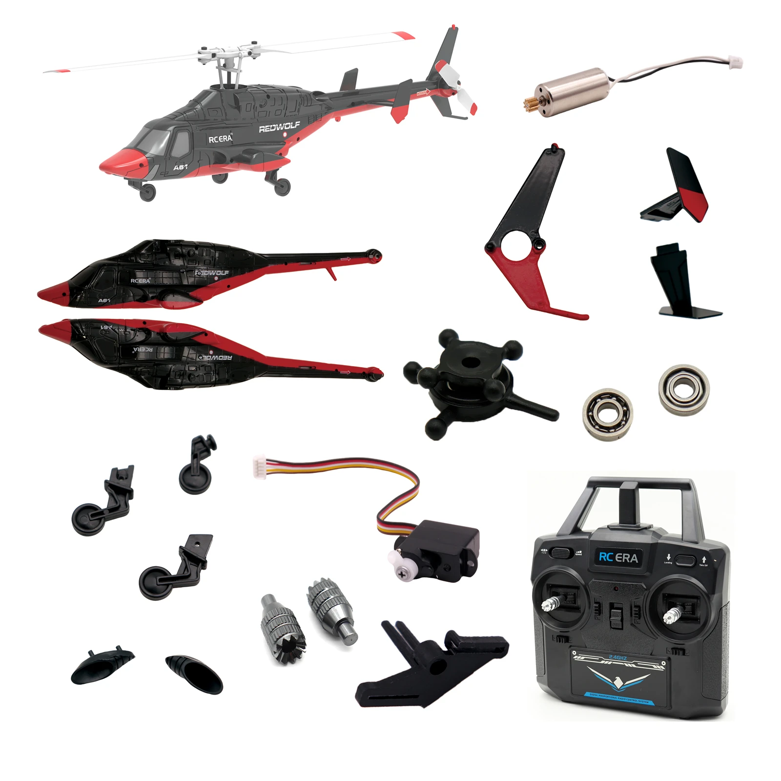 Pièces de rechange d'hélicoptère stabilisé gyroscopique pour RC ERA A61 Mini poignée de lame de Fuselage Airwolf et batterie