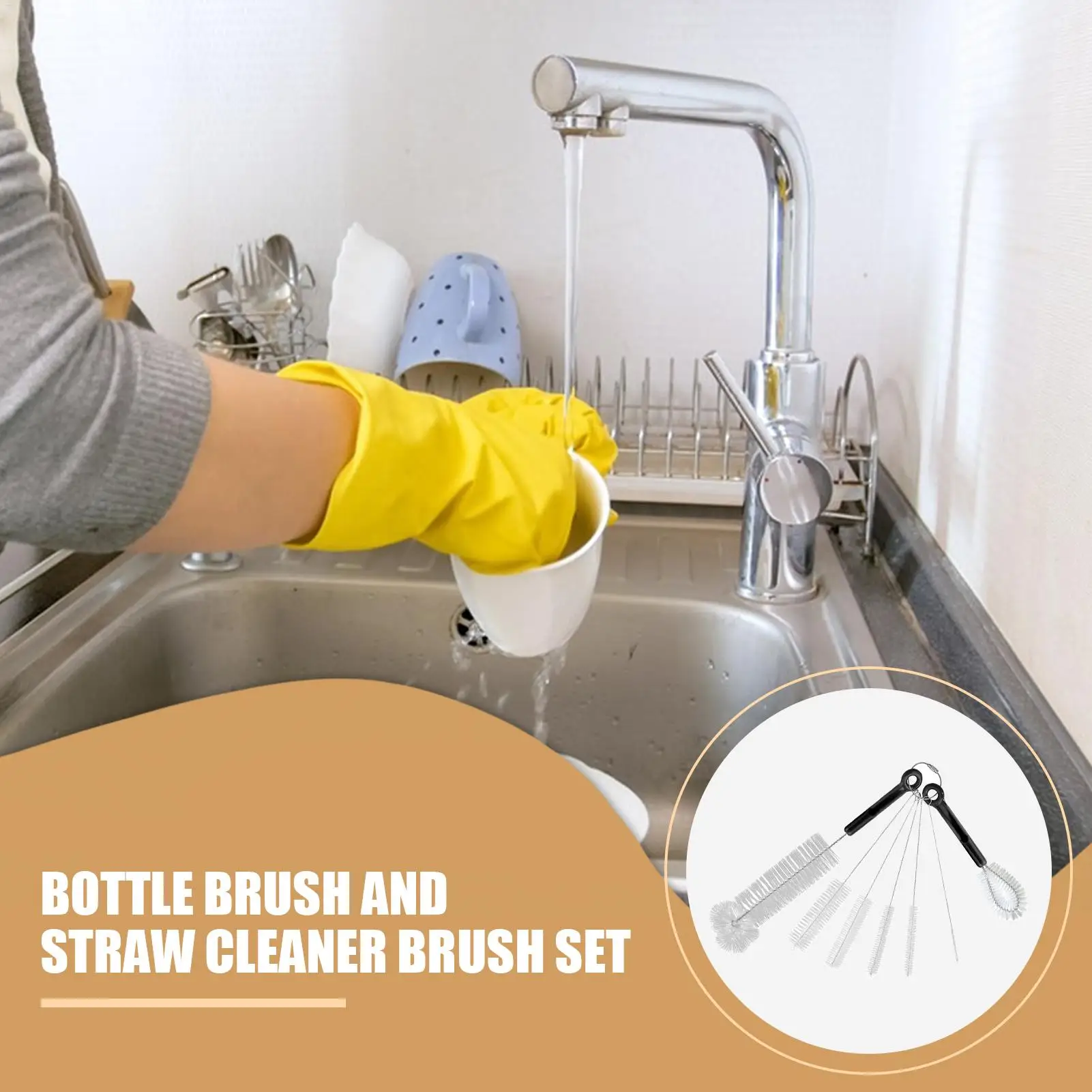 Travel Bottle Brush Set 7 Pieces Bottle And Straw Brush Cleaning Set Bendable Multifunctional Straw Scrub For Water Cup Narrow