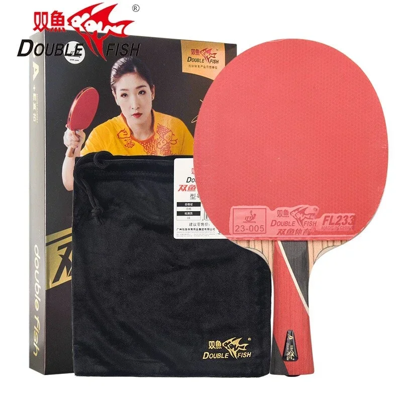

Double Fish 8A+E 8 Stars Liu Shiwen Table Tennis Racket Ping Pong Blade Loop Quick Attack Pimples In with Bag
