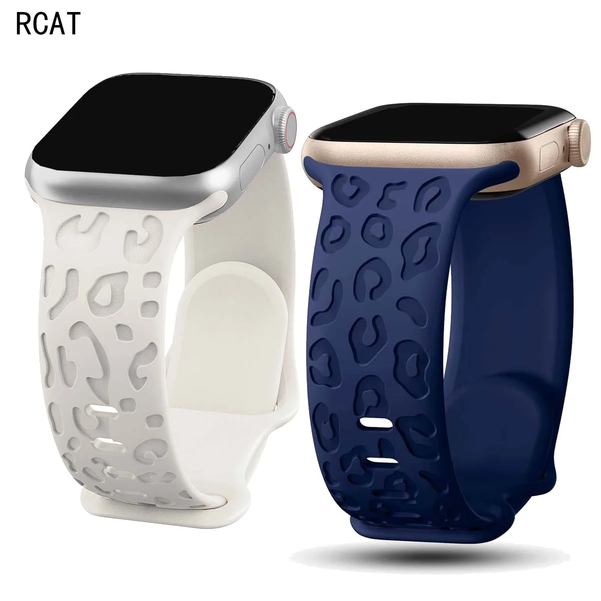 สายสลักสำหรับสายคาด Apple Watch 44มม. 40มม. 45มม. 49มม. 41มม. 38มม. 42มม. สายรัดข้อมือซิลิโคนลายเสือดาว iWatch ซีรีส์7 SE 3 6 8อัลตร้า