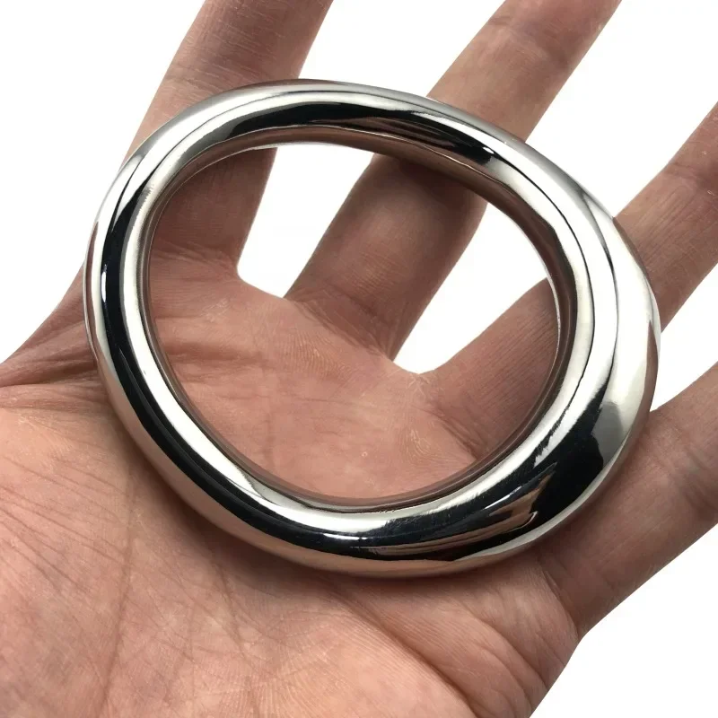 Stainless Steel Curved Lock Ring Metal Scrotum Stretcher Heavy Penis Bondage Cock Ring Male Delay Ejaculation Sex Toy for Men