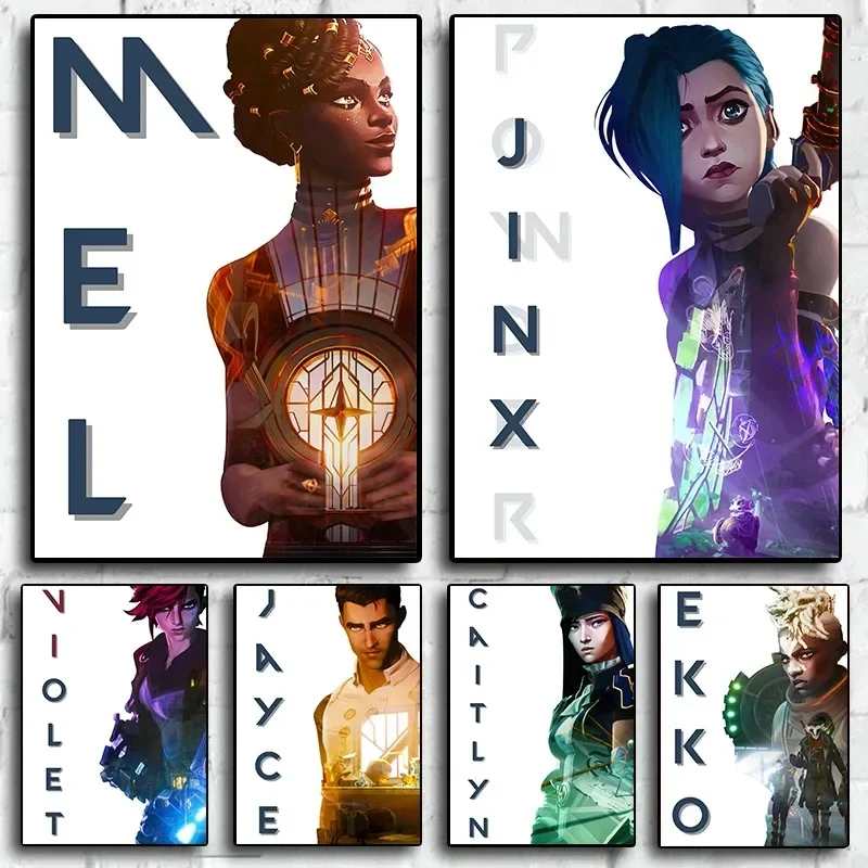 Arcane Jinx Ekko Mel Jayce Silco Violet Caitlyn Video Game Poster Simple Trendy Anime Character Canvas Painting Wall Home Decor