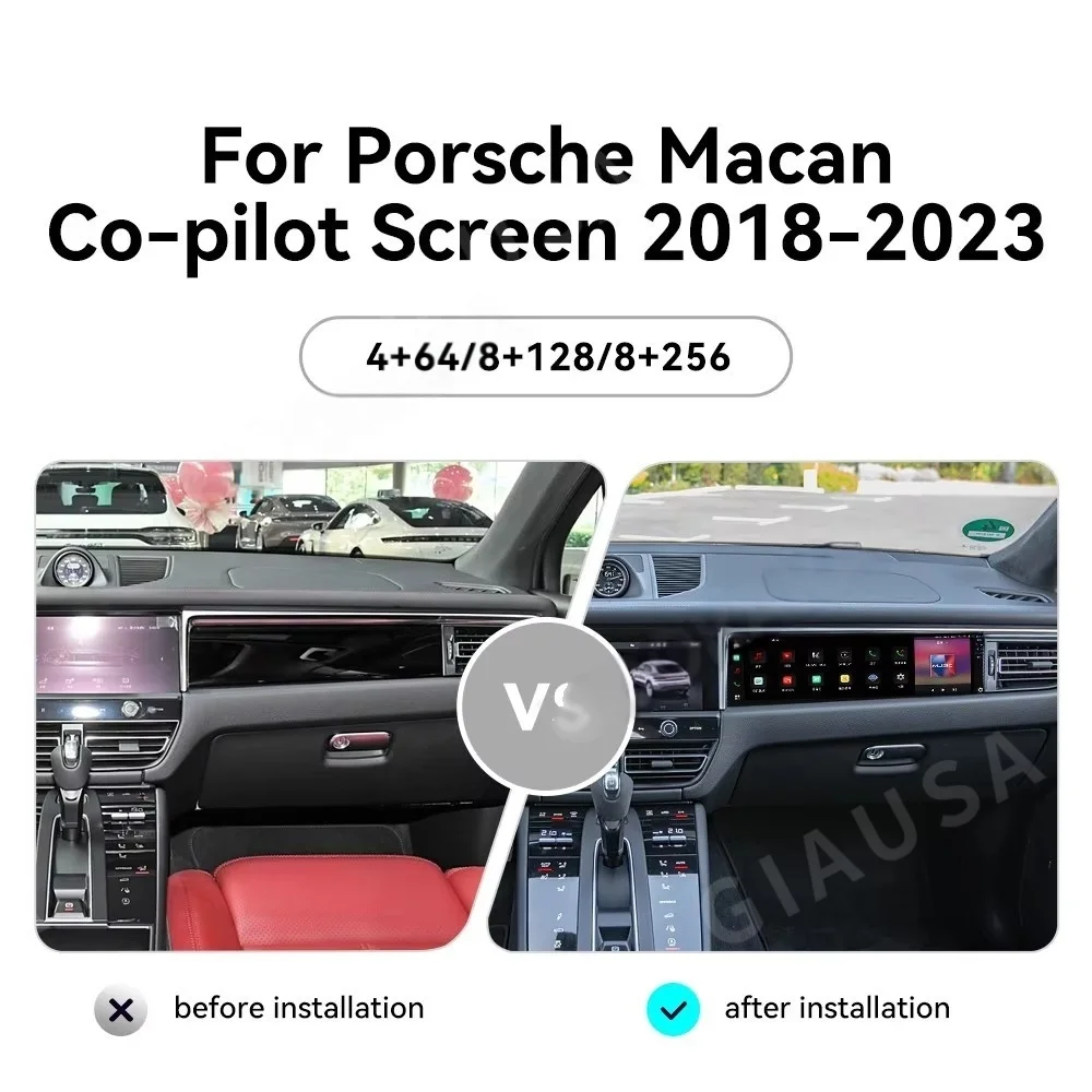 

Car Radio Copilot Screen For Porsche Macan 2017-2023 Multimedia Player Stereo Android Auto Carplay Passenger Entertainment Panel