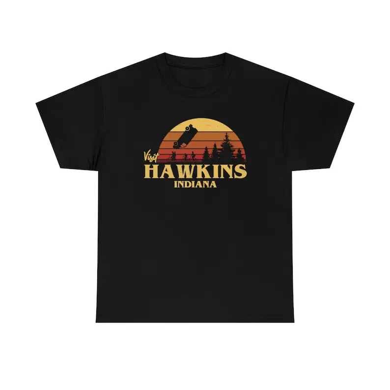 Visit Hawkins Indiana Things Fitted Scoop T-Shirt , Vintage Shirt Trending Unisex Heavy Cotton Tee