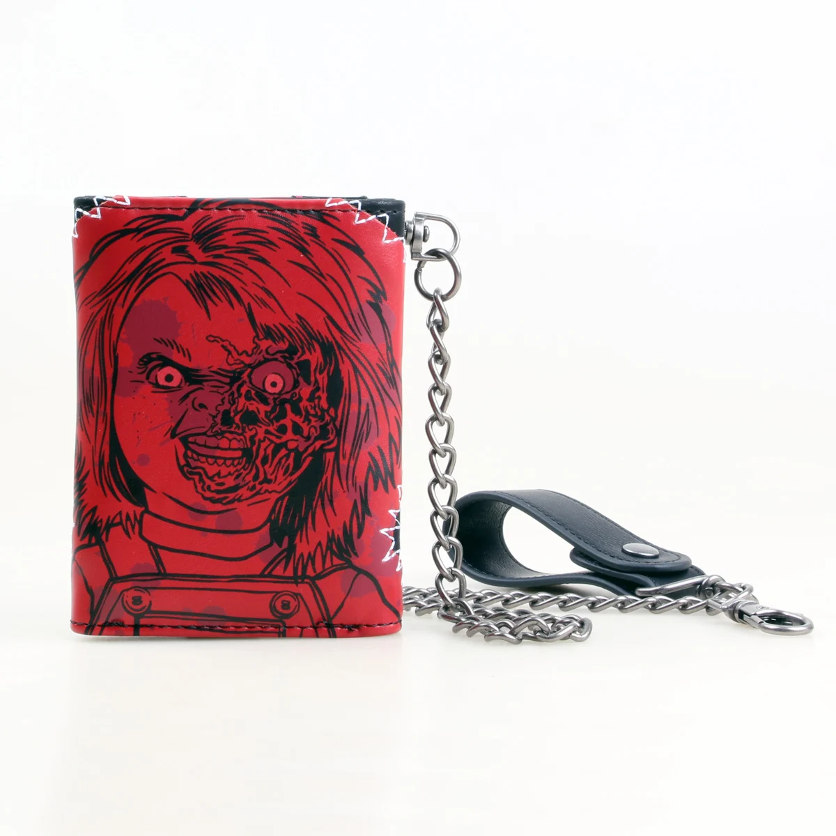 Three fold men\'s wallet with chain, personalized embroidered relief luminous card clip