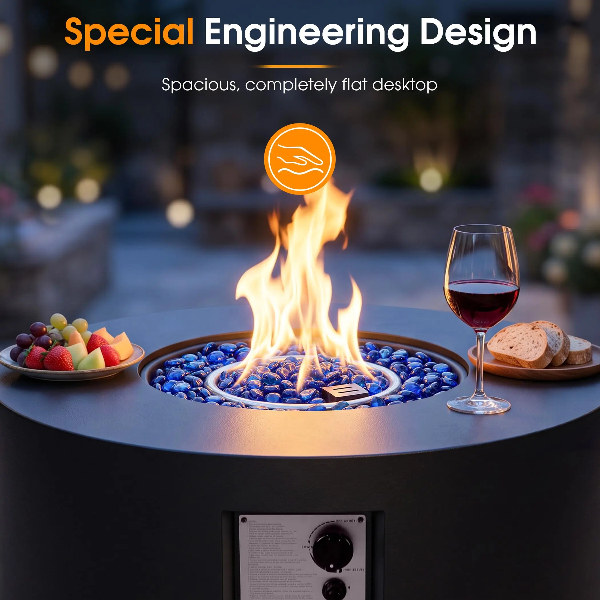 30'' Outdoor Round Propane Fire Pit Table Metal Black