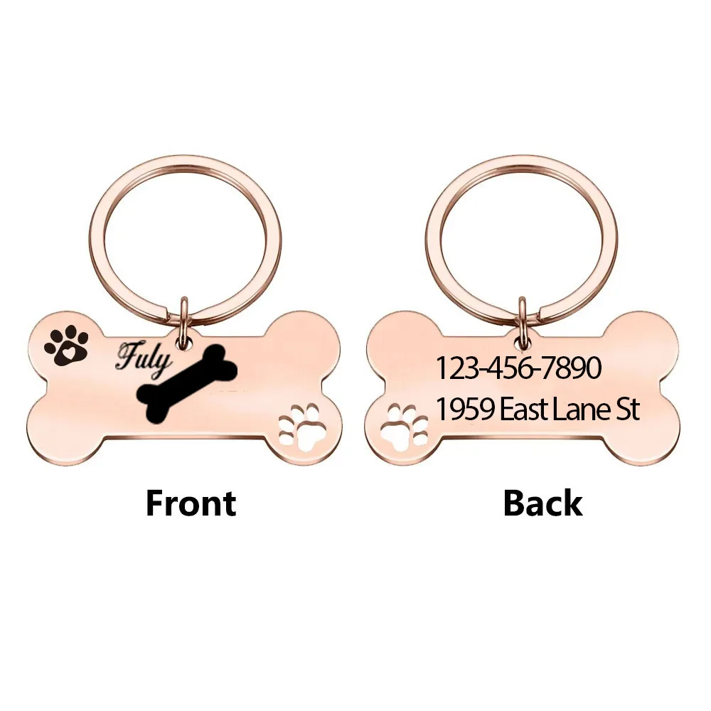 1 pc pretty bone pattern Custom Text Laser Engraving Dog Tag Personalized Dog Tags Pet Accessories For Puppy