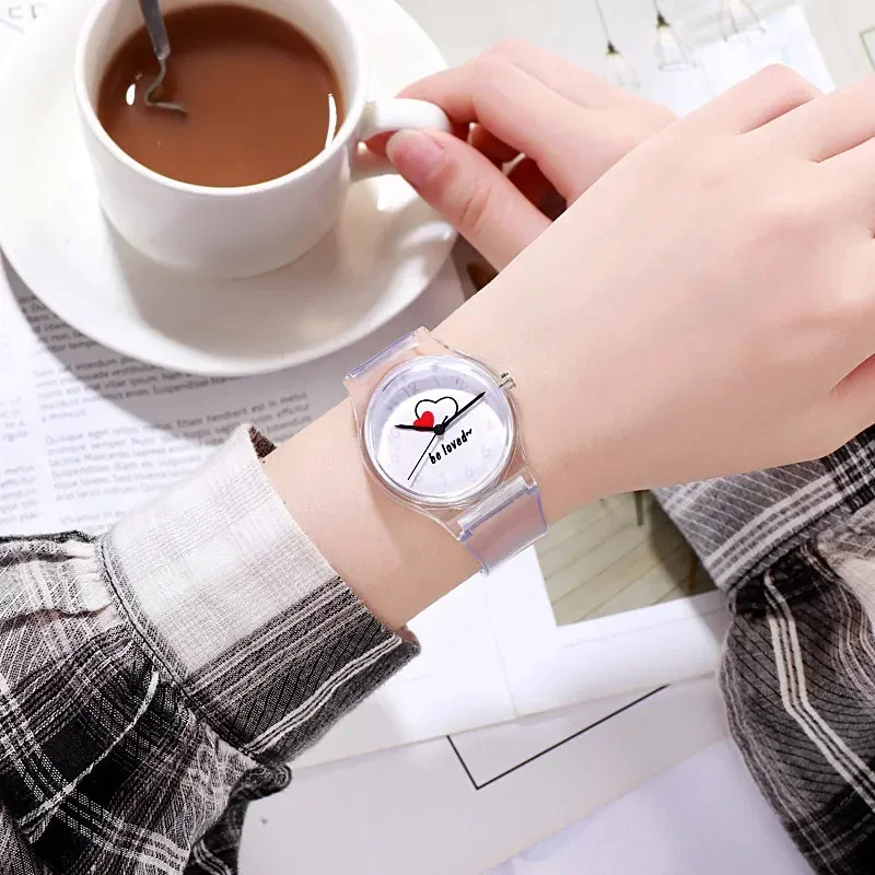 Fashion Kids Quartz Sport Watch Jelly for Girls Boys Children Women Clocks Wristwatch Cartoon Transparent Color Simple 손목시계